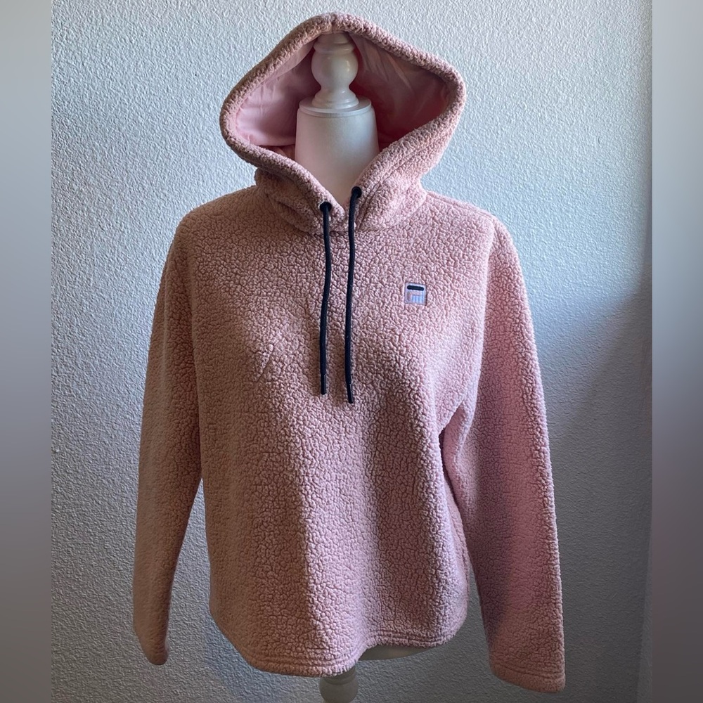 FILA Sherpa Sweatshirt Hoodie Pink Size S